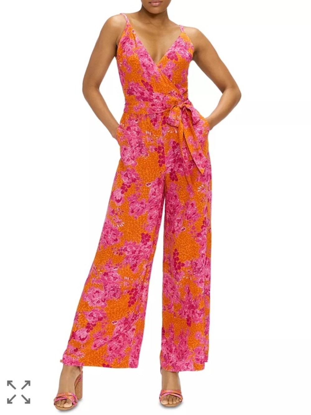 Ted Baker London Harbble Jumpsuit - Pink Orange Floral Wide Leg US Sz 2